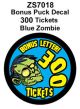 ICE Games Blue Zombie Guy 300 Tickets Puck Decal